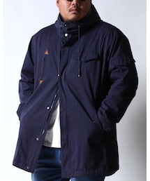 QZILLA by Mr. Bliss | 総柄裏地付きボリュームネック渾身モッズミリタリーコート(モッズコート)