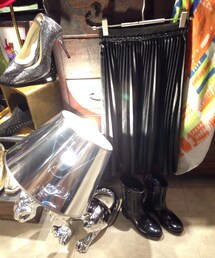 INIT . | 高質量設計百褶輕皮裙(スカート)