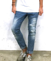 H&M | ダメージスキニーデニム(デニムパンツ)