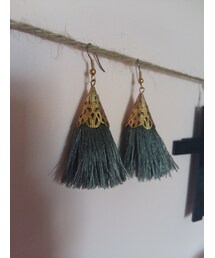no brand | Grey and gold tassel earrings(アクセサリー)