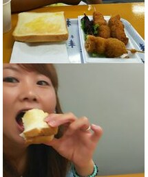 大洗 食べ歩き | 串かつ 牛ハラミ  うずら トーストでサンドイッチ(その他雑貨)