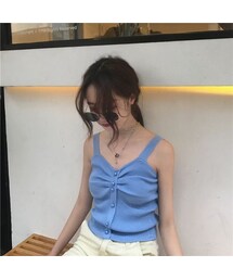 フロントボタンシェルキャミソール(タンクトップ)