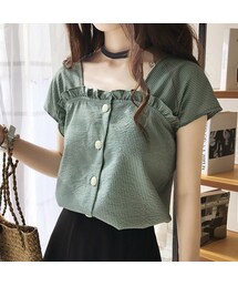 フリルボタントップス(Tシャツ/カットソー)