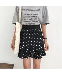 フィッシュテールドット柄ミニスカート(スカート)