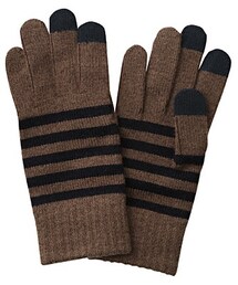 無印良品 | ボーダー　タッチパネル手袋　フリーサイズ・モカブラウン
(手袋)