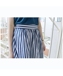 深藍條子傘裙(スカート)