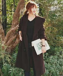 叔母のお下がり | バーガンディー色のロングコート(その他アウター)