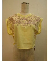 LILY BROWN | バイカラー刺繍ショートプルオーバー(YEL)(Tシャツ/カットソー)