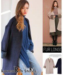 KORMARCH | ファースリーブノーカラーコート k1702ou02(ジャケット/アウター)