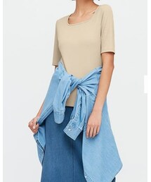 UNIQLO | リブスクエアネックT(Tシャツ/カットソー)