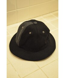 ウールメルトンメトロハット（ブラック×グレー）(ハット)