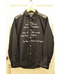 メッセージプリントシャツ（ブラック）(シャツ/ブラウス)