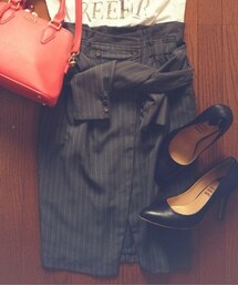 COCO DEAL | グレーストライプラップ巻きスカート(スカート)