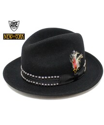 HTC | HTC×NEW YORK HAT / ALL UNBRELLA/フェザー付きスタッズ中折れフェルトハット(Black)  (ハット)