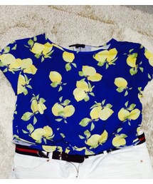 レモン柄トップス&白ショーパン(Tシャツ/カットソー)