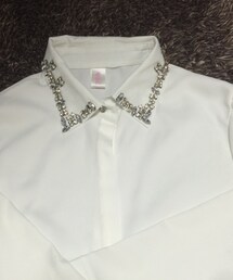 楽天 | 襟ビジュー白シャツ(シャツ/ブラウス)