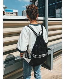 Rename | 【WEARISTA natsupoo×DEVICE コラボ】Rename　プリントテープメッシュ　ナップサック バックパック リュック(バックパック/リュック)