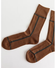 CHICSTOCKS | シックストックス | LINE #KHAKI BROWN×DARK GREEN [CH-002]  1,944円(税込)(ソックス/靴下)