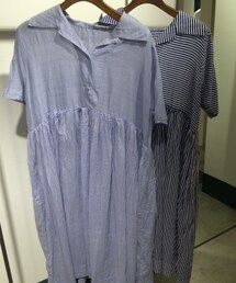 DOUBLE NAME | ストライプボーダーシャツワンピース

(ワンピース)