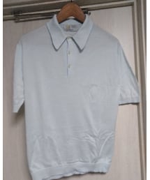 JOHN SMEDLEY | JOHN SMEDLEY ISIS 水色ボーダー(ポロシャツ)