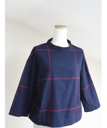 fig Ｌondon | fig London シャギーチェック スタンドタックフリルブラウス
(シャツ/ブラウス)