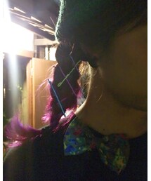 三つ編みにカラフルピンいっぱいとosoloリボン | ヘアアクセサリー