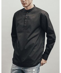 I Love Ugly | MANDARIN PULLOVER SHIRT BLACK(シャツ/ブラウス)