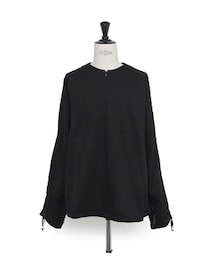 WHITE MOUNTAINEERING | DRAWSTRING SHIRRING HALF ZIP SHIRTS/BLACK(スウェット)