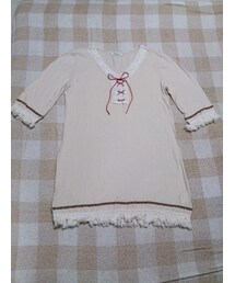 胸元レースアップ七分袖チュニック
紐を可能(チュニック)