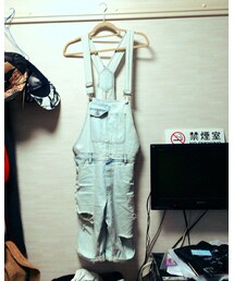 H&M | ハーフダメージデニムオーバーオール(サロペット/オーバーオール)