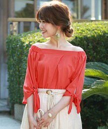 Bou Jeloud | 袖リボン2WAYシルケットTOPS(シャツ/ブラウス)