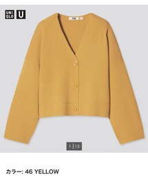 UNIQLO | ミラノリブショートVネックカーディガン(長袖)Yellow(カーディガン/ボレロ)