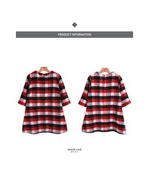 ウール50%混チェック柄Aラインワンピース(ワンピース)