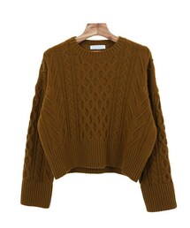 ユニーク編みディテールウール80%混ニット(ニット/セーター)