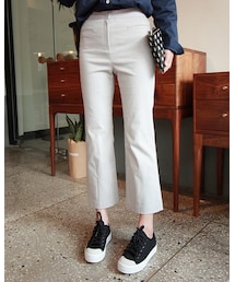 クロップド丈セミブーツカットスラックス(スラックス)