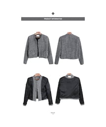 エレガントツイードショート丈ジャケット(ノーカラージャケット)