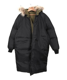 ラクーンファー中綿入りロングコート (WELLON100%)(ダウンジャケット/コート)