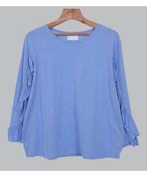 フリルスリーブラウンドネックTシャツ(Tシャツ/カットソー)