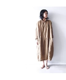 ichi | Antiquités linen gather shirts one piece(シャツワンピース)