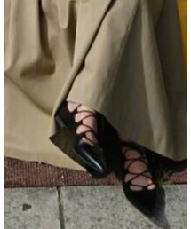 GU | レースアップフラットパンプス。お得に990円で購入。(パンプス)