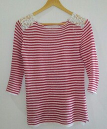 ZARA | 7分丈袖+肩レースで少し透ける薄手ニット♡(Tシャツ/カットソー)