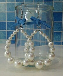 Handmade | フープにパール通しただけの簡単ピアス☆自作(ピアス（両耳用）)
