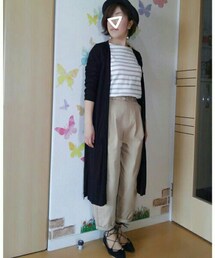 リアル通勤ver. | ロングカーデの中はさすがに長袖ロンT👕黒ハットを合わせて❤(その他)