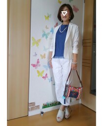 リアル外出ver. | 白のジャケトは麻素材🎵GUの3〜4年前のモノ☆軽くて涼しい🎐(その他)