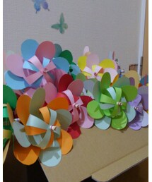 花風車🌼 | 今週末の保育園夏祭りで販売予定の花風車🌼60個中40個作成⤴(その他)