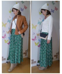 マフラーなしver. | 左:マフラーなし 右:ライダースを脱いで🎵 茶×緑って合うのね⤴👍(その他)