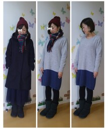 リアル通勤ver. | 左:リアル通勤ver. 中央:ニットワンピ+小物 右:ワンピのみでペロッと(その他)
