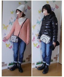 ダウンありナシver. | 左:白ニット帽で　右:朝通勤時ver.はイヤマフ＆グローブで👍(その他)