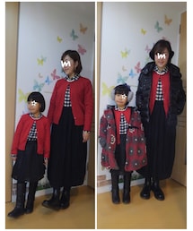 リアルコーデver. | 左:アウター＆帽子なし　右:リアルアウターコーデも赤と黒😁(その他)