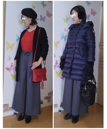 リアルコーデver. | 左:リアルには黒ロングカーデで 右:ロングダウンに黒小物合せで(その他)